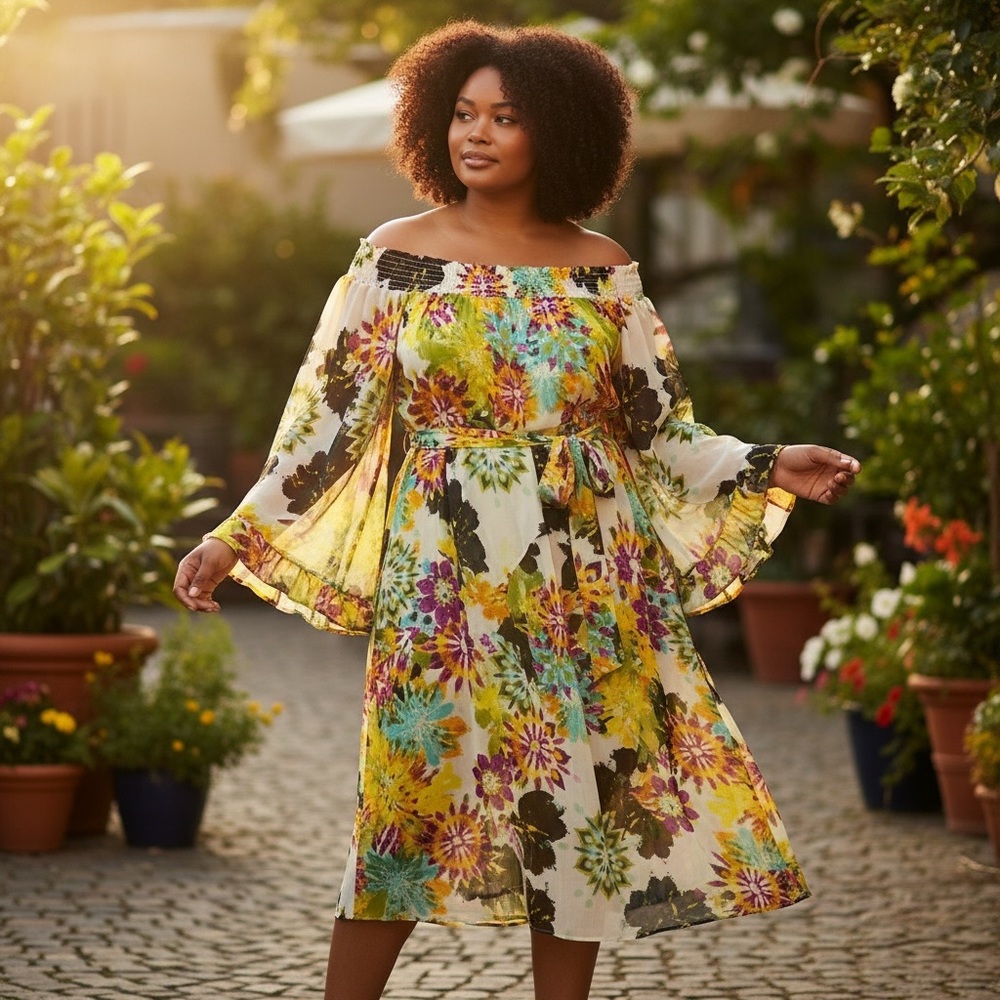Live 4 Truth Womens Top/dress DRAMATIC Long Back Multicolor Off The Shoulder 3x